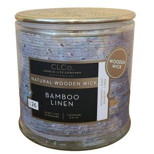 CLCo Candle-Lite Jar Candle #26 Bamboo Linen Wooden Wick Bergamot Mint 14oz 90hr